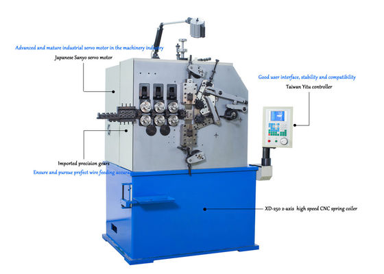 Máquina de bobinamento da mola de XD-250 2-Axis produzindo as molas de compressão de 2.0mm a de 5.0mm